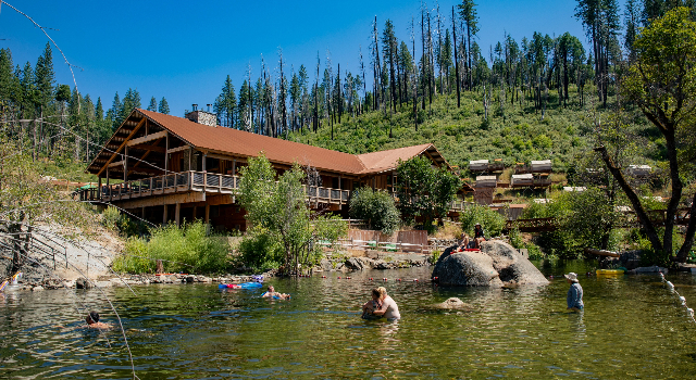 View of Swimming Hole and Berkeley Tuolumne Dining Hall 